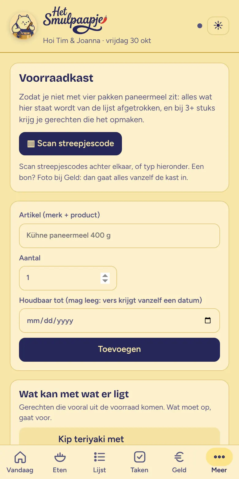 De voorraadkast met de scanknop